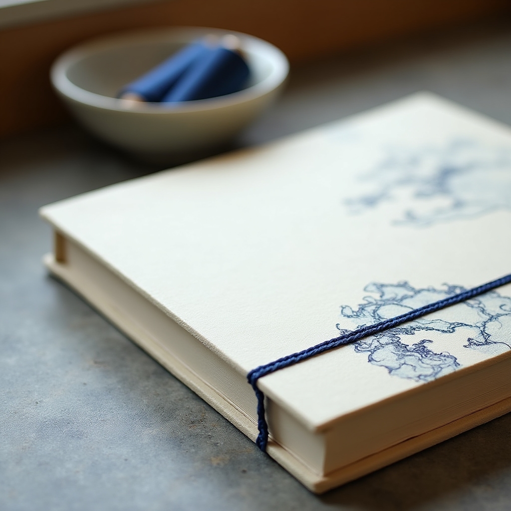 Rilegatura giapponese con filo colorato su copertina di carta decorata